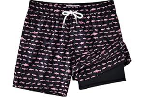 CKIVTNO Mens 5.5 inch Printed Short Swim Trunks Compression Liner Quick Dry Swimwear Bathing Suits Boardshorts Beach Wear