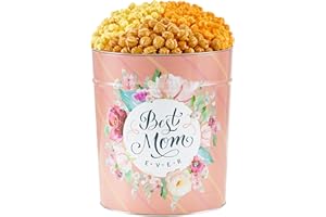 The Popcorn Factory 3.5 Gallon Mother's Day Bouquet Popcorn Gift Tin, (Robust Cheddar, Butter, Caramel) Popcorn Lovers, Snack Gifts, Movie Night Snacks