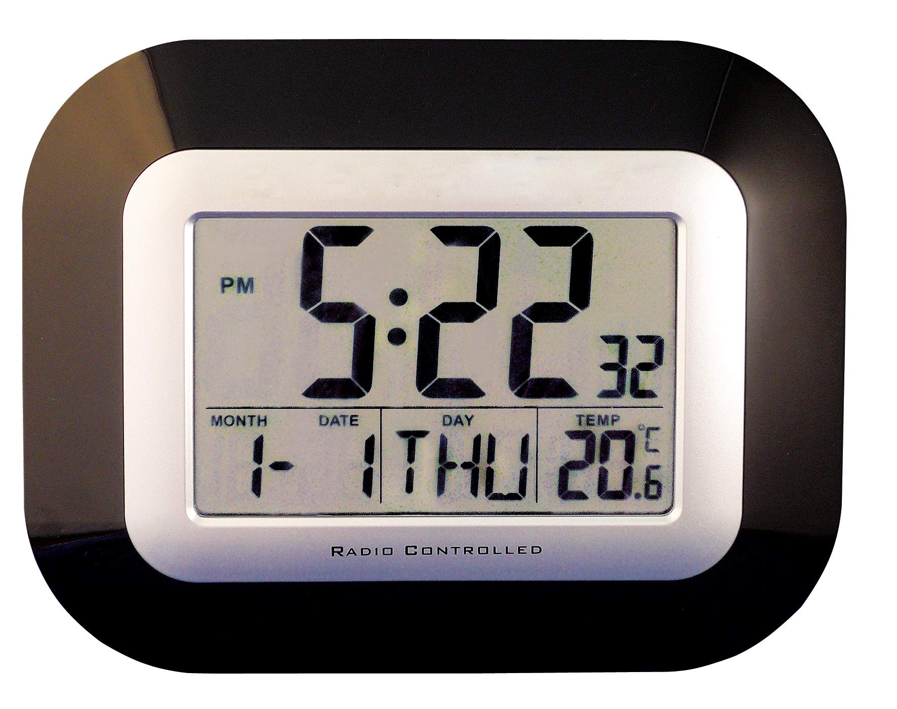 Ravencourt Radio Controlled Digital Electronic Clock - Ideal for classroom spaces, Portable around the room, 23x19cm