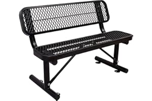 Sunnibety 4 Feet Heavy Duty Metal Park Bench for Outside, Outdoor Bench with Backrest & Portable Frame, Commercial Benches for Shopping Malls, Stores, Parks, Patios, Decks, Black