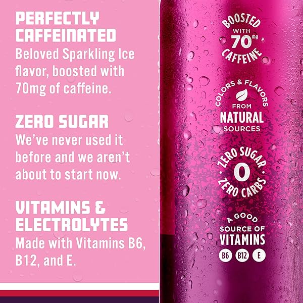 SPARKLING ICE CAFFEINE, BLACK RASPBERRY SPARKLING WATER WITH CAFFEINE, ZERO SUGAR, WITH ANTIOXIDANTS AND VITAMINS,16 FL OZ CAN