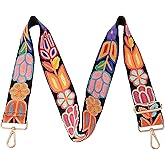 Greaciary Wide Purse straps Crochet Flower replacement crossbody for Handbag Adjustable Embroidery Knit Guitar Shoulder strap