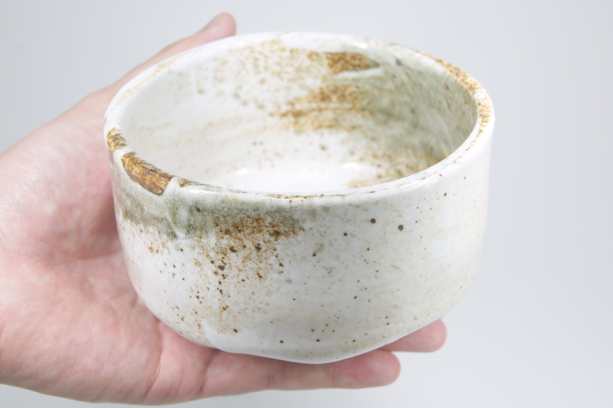 Mino Ware Japanese Handcrafted Matcha Tea Bowl Beige, Matcha Tea Cup Ceremony, Authentic Pottery, Yuki Shino Chawan