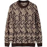 ZHILI Men's Retro Argyle Sweater Loose Crewneck Pullover Long Sleeve