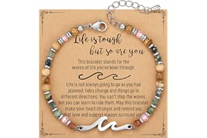 TONY & SANDY Friend Gifts for Women, Christmas Stocking Stuffers for Women, Sister Gifts from Sister, Bestie Friendship Wave Bracelet, Woman Birthday Gifts, Unique Gifts for Her