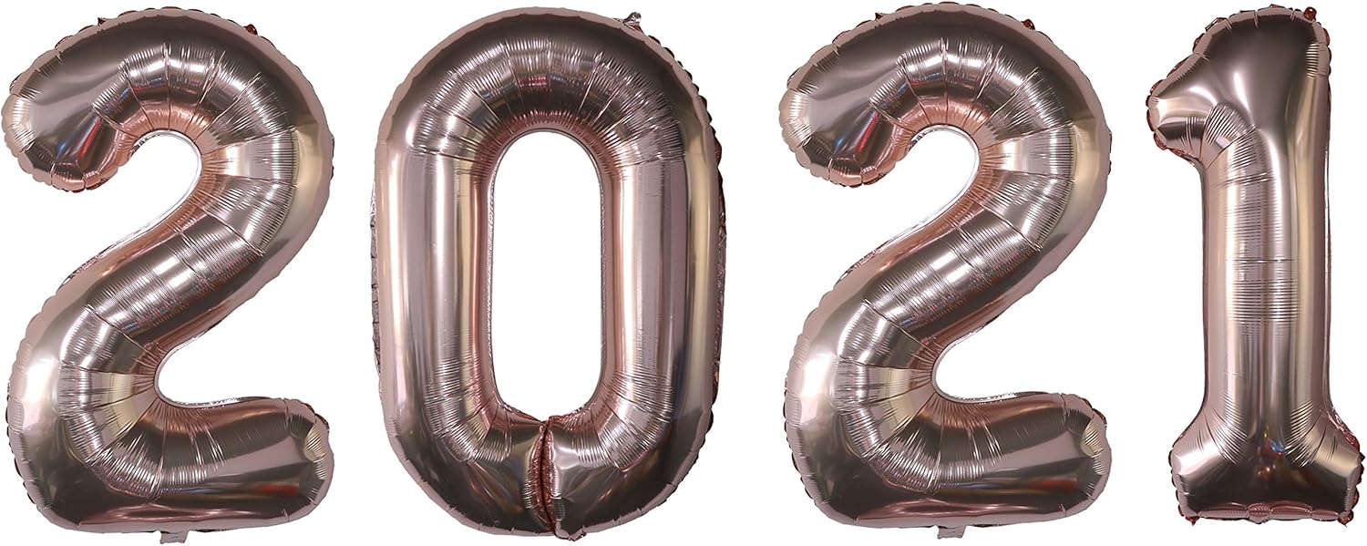 Tuoyi Rose Gold Foil Number 2021 Balloons for New Years Eve Party 2021 Big Festivel Graduations Balloons for Home/Office - Anniversary Party Supplies Balloons Banner