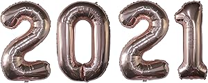 Tuoyi Rose Gold Foil Number 2021 Balloons for New Years Eve Party 2021 Big Festivel Graduations Balloons for Home/Office - Anniversary Party Supplies Balloons Banner