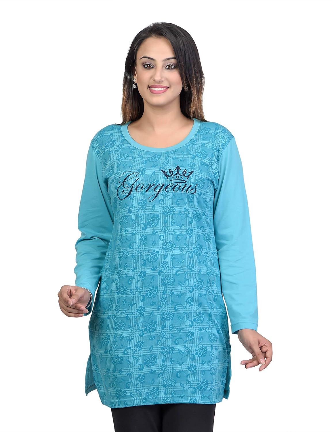 duchess women's cotton round neck casual night top