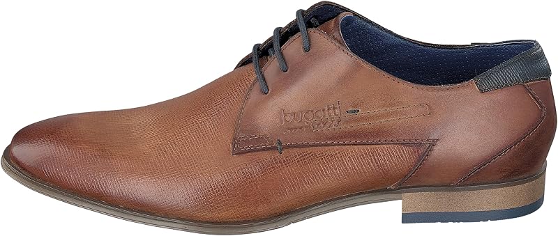Homme Chaussure basse business en cuir, Derby avec finition bicolore, Brun, 41 EU