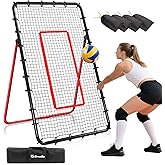 Volleyball Rebounder Net, 5 Angles Volleyball Bounce Back Training Equipment with Durable Sandbags & Metal Stakes for Lacrosse, Baseball, Soccer Practicing - 7x4 Ft