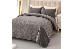 OARAGE Queen Quilt Bedding Set Dark Grey Lightweight Quilted Bedspread Full Size with Pinwheel Motif,Soft Microfiber Quilting Coverlet for All Seasons (1 Quilt, 2 Shams)