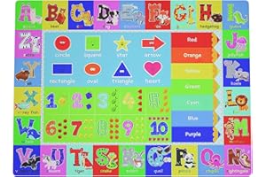 chunsemeiju Baby Play Mat for Floor, Non-Slip Playmat for Toddlers & Infants, Extra Thick Large Padded Educational ABC Kids Rug for Crawling & Playing Super Soft Plush Surface to Keep Safe(60"x80")