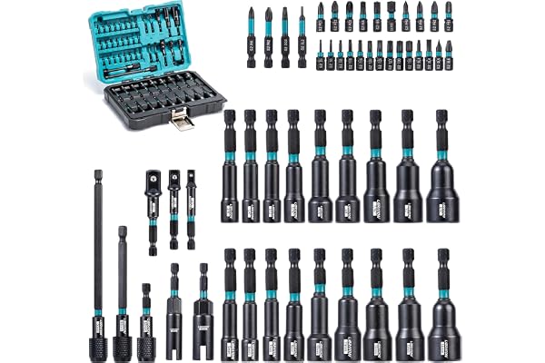 LIBRATON 54PCS Magnetic Nut Driver Set, Impact Drill Driver Bit 1/4", Metric & SAE Nut Driver for Impact Drill, Socket Adapte