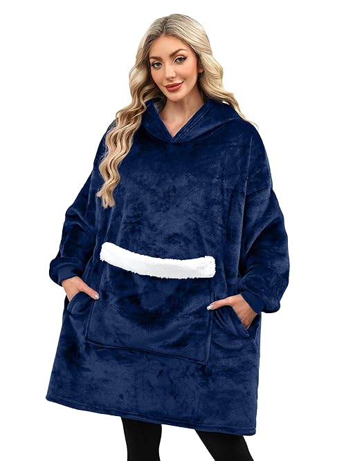 Bupekbee Wearable Blanket Hoodie Gifts for Women, Warm and Cozy Oversized Sherpa Fleece Sweatshirt Blanket with Giant Pocket