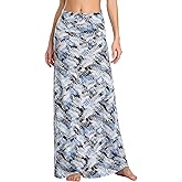 Urban CoCo Women's Stylish Spandex Comfy Fold-Over Flare Long Maxi Skirt