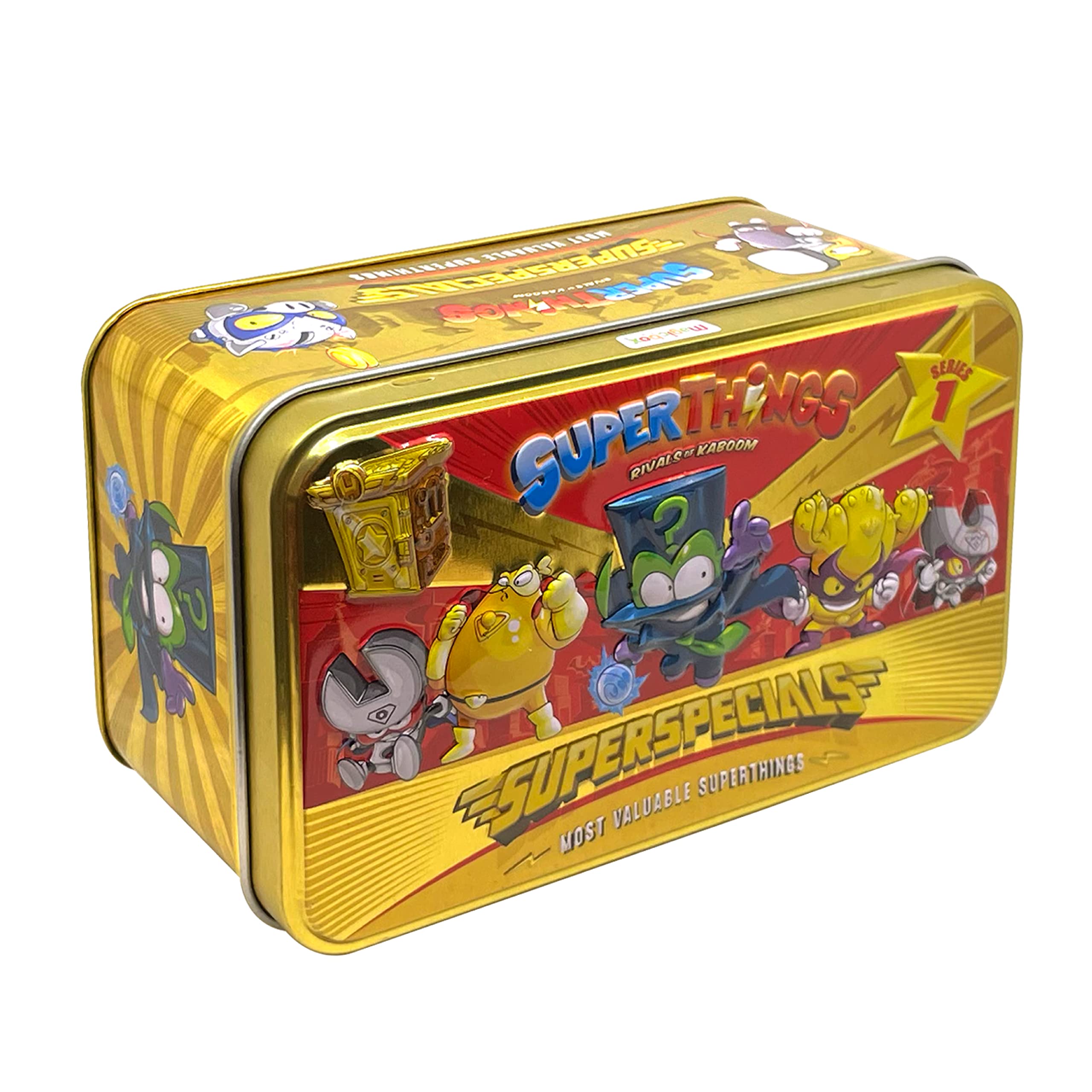 SUPERTHINGS Series 1 Gold Tin - Includes All Special Figures from Series 1. Includes Ultra Ring (Enigma), 2 Gold Leaders, 6 Silver Capitans and 2 Golden Protectors
