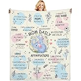 Poekuao New Mom Gifts Blanket - Mama Daily Affirmations Elephant Throw 50x60, Postpartum Self Care Inspirational Gift for Mommy to Be, Boy or Girl Mom Present