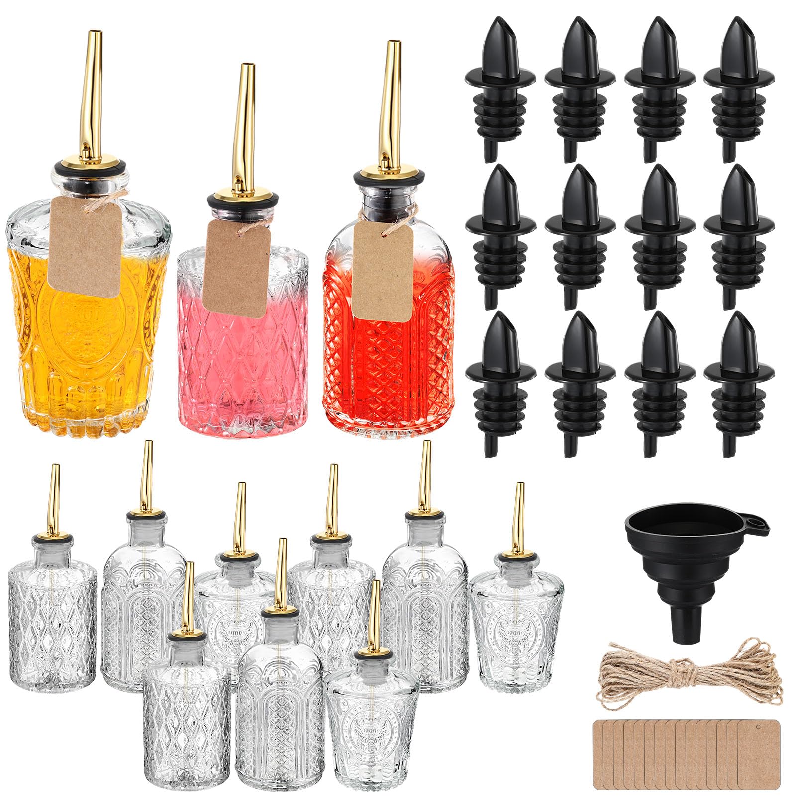 Photo 1 of Baderke 12 Sets Glass Coffee Syrup Bottles Simple Syrup Dispenser Bottles with Pourers Dust Lids Labels and Funnel Coffee Bar Accessories Glass Dispenser (Vintage Style)