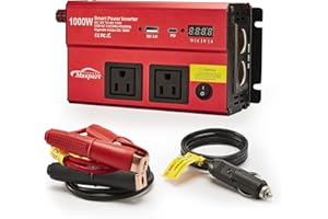 TWING Car 1000w Inverter,12v DC to 110v Power Inverters for Vehicles 1000 watt with Dual AC Outlets 3.0A USB and Type-C,12 Volt Inverter Car Cigarette Lighter Battery