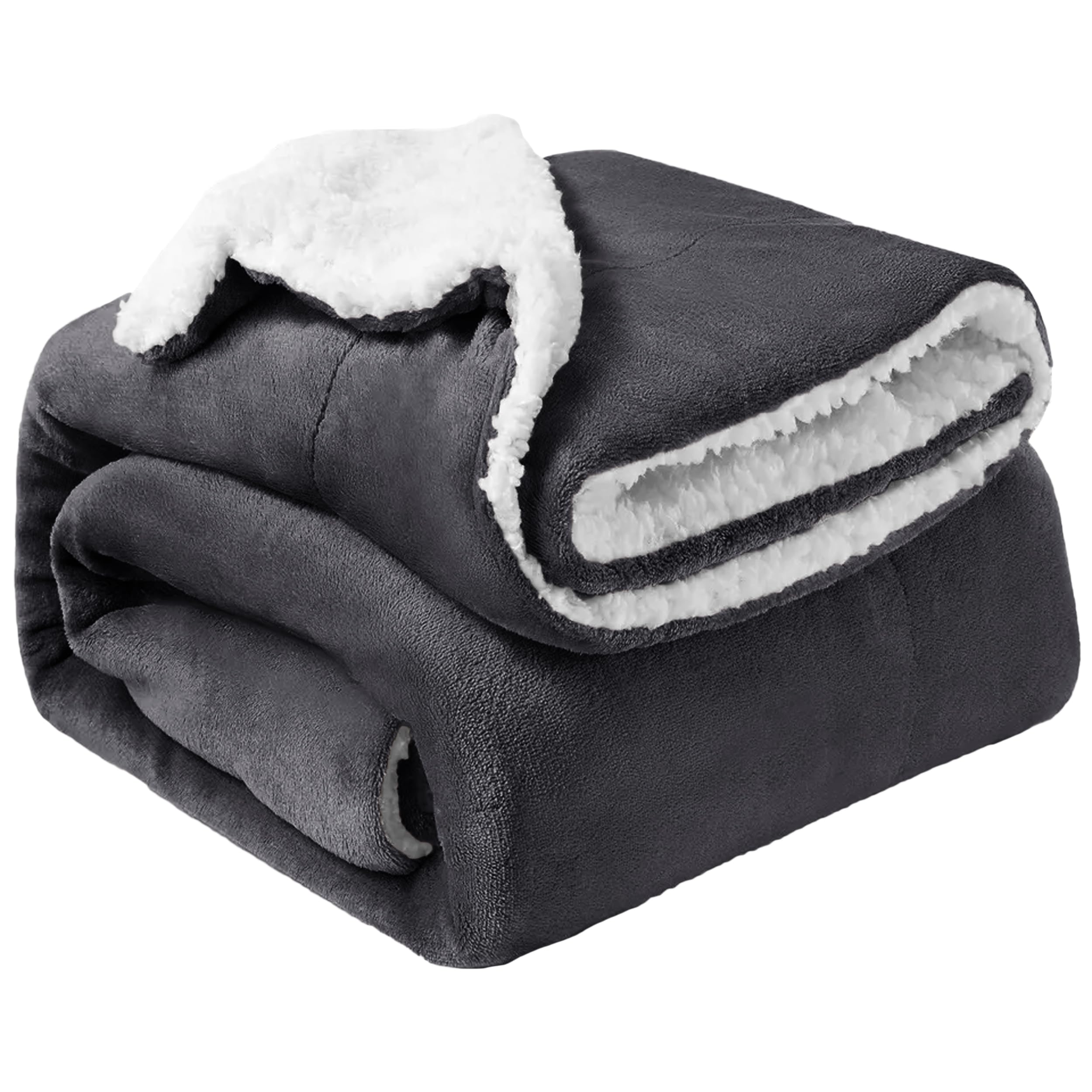 Oxford Homeware Sherpa Fleece Blanket Reversible Throw Blankets Soft Fluffy Thick Blankets Microfiber Plush Blanket for Bed, Couch (Grey, Single (130 x 150 Cm)) — image 1