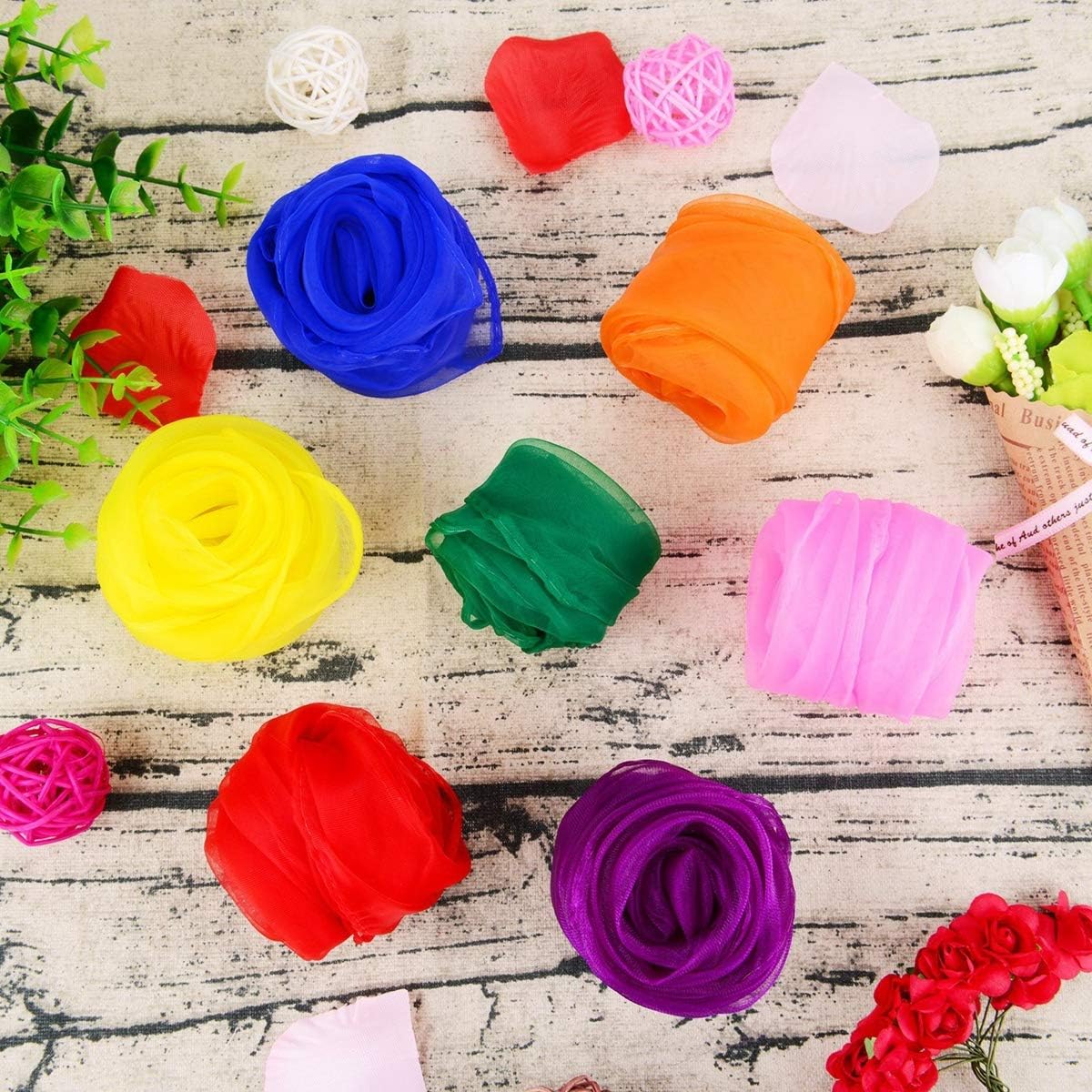 NASUM Dance Scarves, 20 Pieces Square Juggling Silk Dance Scarves Movement Scarves Magic Tricks Performance Props Accessories ,Random Color Delivery : Toys & Games