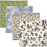 Gorgeous Island 4 Pack 100% Cotton Bandanas for Women 21x21 inches - Assorted Floral Printed Head Scarves, Kerchiefs Set