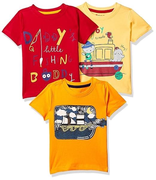 Baby-Boys Regular fit T-Shirt (Pack of 3)