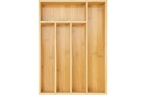 Bamboo Kitchen Drawer Organizer, 9.8 Inch Silverware Utensil Holder for Samll Drawer Narrow Silverware Organizer for Cutlery 