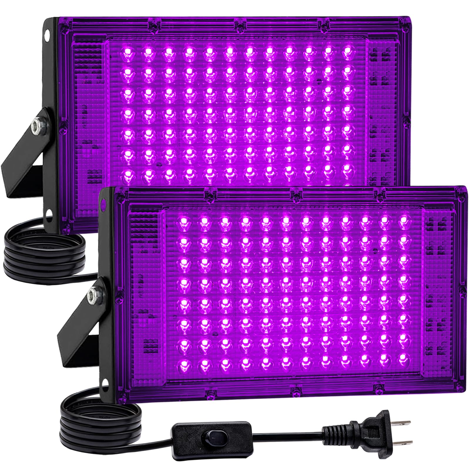 Photo 1 of Akpgf 2 Pack 100W Black Light, LED Blacklight with US Plug and Switch, Black Lights for Glow None Party, Halloween,Body Painting,Fluorescent Painting and Tapestry