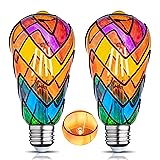 CybaaLuxzus Stained Glass Light Bulb,Rainbow
