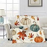 LUTASER Throw Blanket, Thanksgiving Blanket Colorful Pumpkin Throw Blankets for Bed Kids Adults, Lightweight Cozy Blanket for Living Room, Bedroom 50"x60"