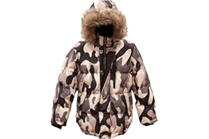 J. Whistler Golden Peak Boys Puffer Jacket Waterproof Winter Coat with Snorkel Hood Faux Fur Sizes 4-20