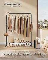 SONGMICS Clothes Rail Heavy Duty with Wheels Shelf Ink Black HSR131B01 view 3