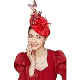 Gionforsy Butterfly Fascinator Hat Feather Tea Party Hat Monarch Butterfly Headband Fascinators for Wedding