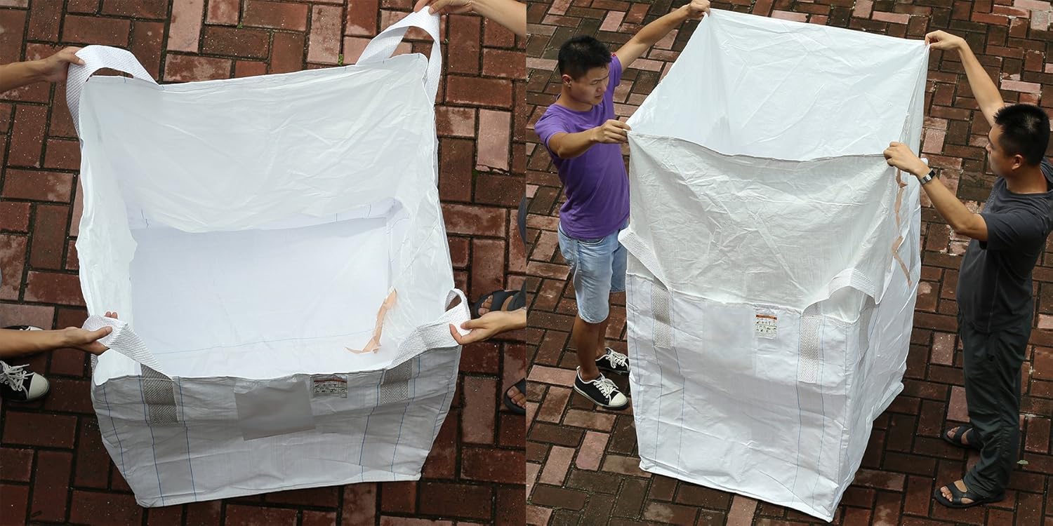 Secbolt FIBC Bulk Bag, 1 One Ton Bag, 35"L x 35"W x 43"H, 2200lbs SWL, Duffle Top Flat Bottom, Woven Polypropylene Bags: Industrial & Scientific