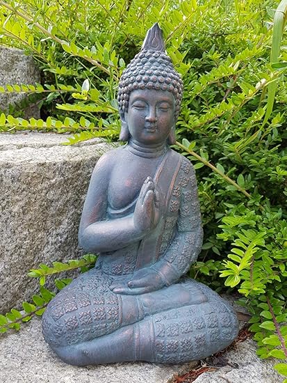 Feng Shui Decoration Grande Bouddha Jardin Zen Statue Bouddhas Figurine Meditation Pierre Moulee Interieur Et Exterieur Resistant Au Gel 33cm Amazon Fr Bricolage