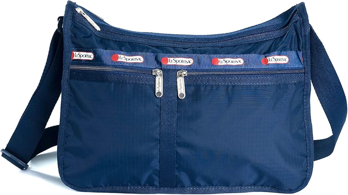 LeSportsac Heritage Cobalt Deluxe Everyday Crossbody Bag + Cosmetic Bag, Style 7507
