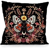LUVADIAN Moth Decor Goth Pillows Covers 18x18 Reversible - Witch Decor Gothic Throw Pillows, Witchy Room Decor Aesthetic, Moth Decor, Gothic Decor for Home, Goth Room Decor