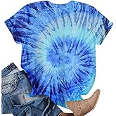 Tie Dye T Shirts for Women Rainbow Shirts Funny Short Sleeve Tops