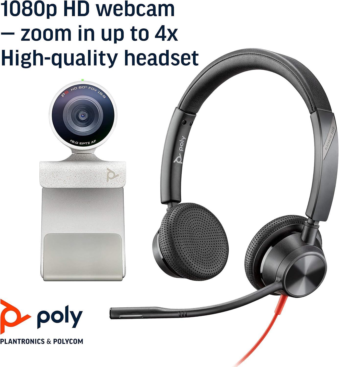 Poly Studio P5 Kit with Blackwire 3325 (Plantronics) - 1080p HD Video Conferencing Camera - Professional USB-A Kit for Wired Webcam and Stereo Audio Headset - Image 5
