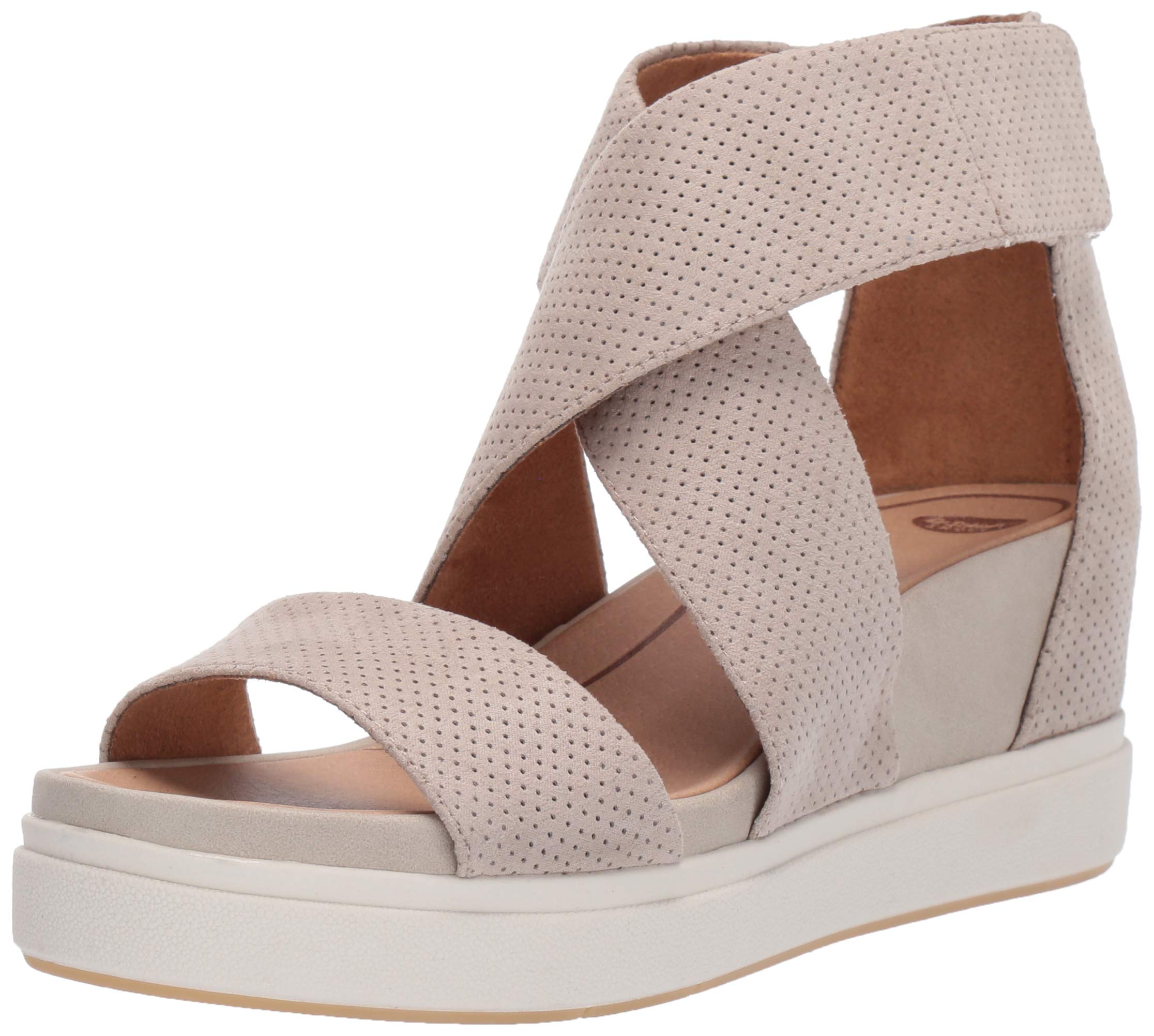 Photo 1 of Dr. Scholl's Shoes Women's Sheena Wedge Sandal, Oyster Microfiber Perforated, 7 M US