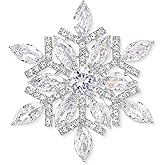 EVER FAITH Women's Full CZ Marquise Shape Winter Snowflake Corsage Brooch Pin Clear Silver-Tone