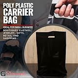 JeeJaan 50 Black Plastic Carrier Bags 15"x18"+3" Strong Patch Handle Retail view 3