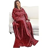 Catalonia Wearable Blanket with Sleeves and Pocket, Cozy Soft Fleece Mink Micro Plush Wrap Throws Blanket Robe for Women and Men