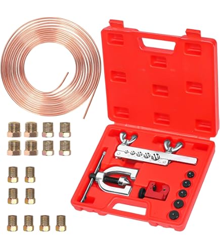 Inverted Double Flare Tool For 3/16" & 1/4" Tubing - Complete Kit With Hard Plastic Case