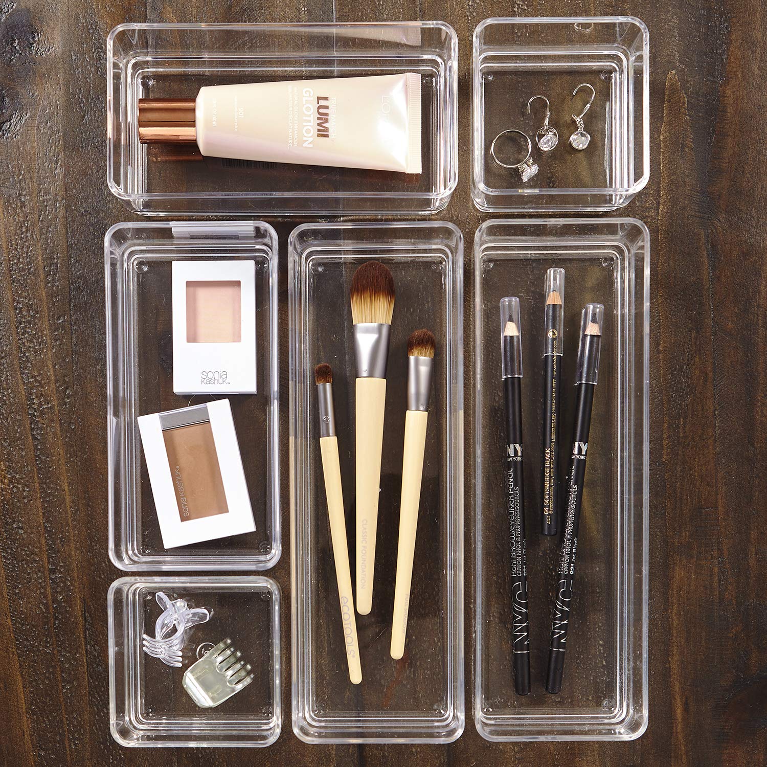 Plastic Vanity and Desk Drawer Organizers 6 Piece Set Gift City Offers