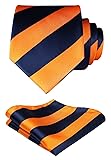 HISDERN Striped Wedding Tie Handkerchief Woven