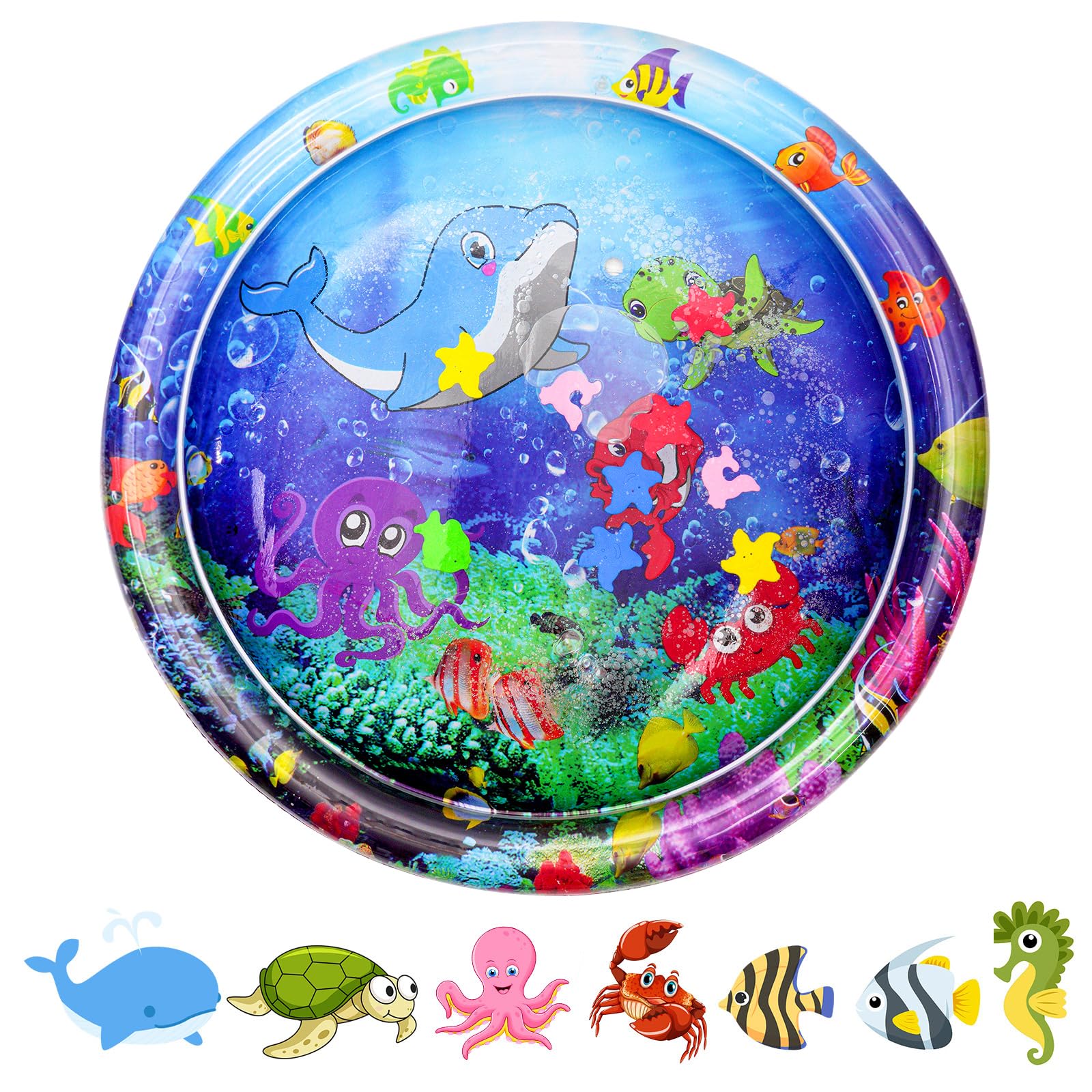 Aolso Baby Tummy Time Mat,Water Mat for Babies,Inflatable Play Mat Infant Toys,Early Development Stimulation Growth Activity Water Play Mat for Infants and Toddlers 3 Months and Above