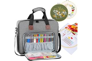 KOKNIT Embroidery Project Organizer Bag, Perfect Size for Cross Stitch Projects, Embroidery Carrying Tote Bag for Crafters and Stitch Lovers