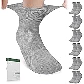 Bulinlulu Bamboo Viscose Diabetic Socks, 6 Pairs Non Binding Ankle Socks, Reinforced Toe, Size 6-9/9-11/13-15